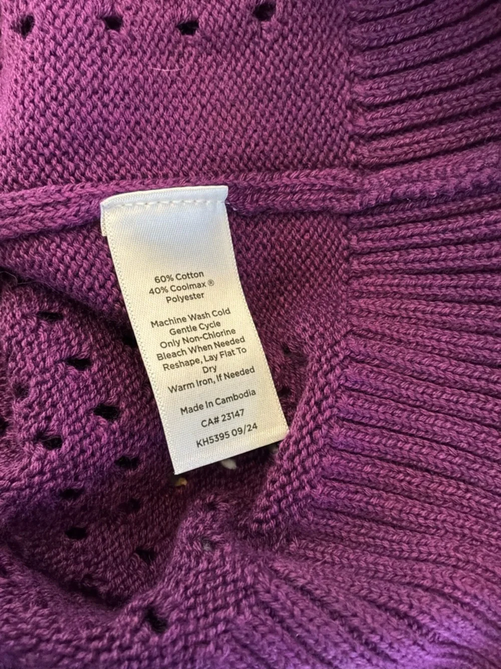 NWT Talbots zip up cool max crochet cardigan sweater purple mulberry L Petite